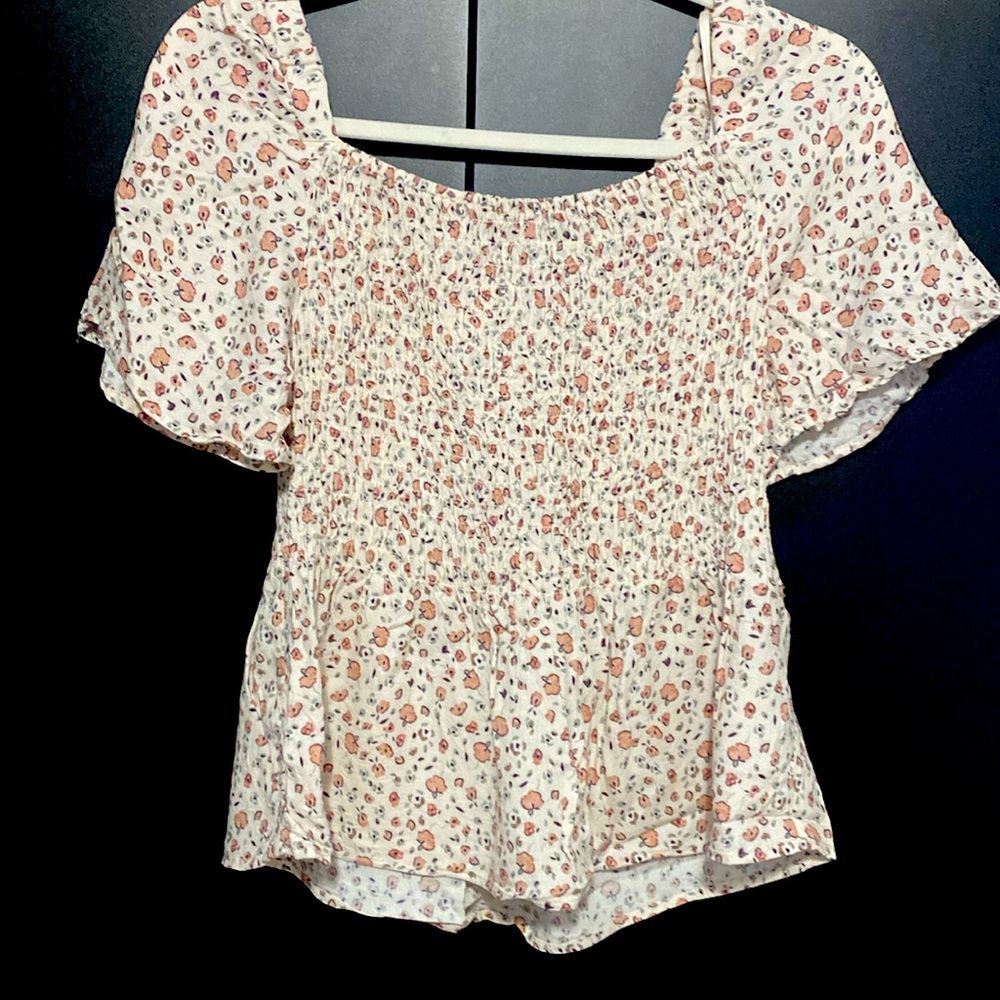 Floral Sleeve Peplum Blouse